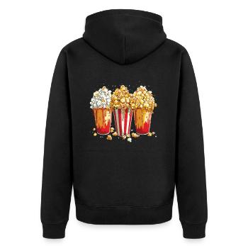 Popcorn - Unisex Premium Organic Zip Hoodie - black - Back - Nico (187cm)