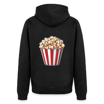 Popcorn - Unisex Premium Organic Zip Hoodie - black - Back - Nico (187cm)