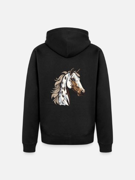 Pferd Reitsport - Unisex Premium Bio Zip Hoodie - Schwarz