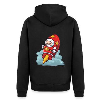 Weihnachtsmann Rakete Santa Weihnachten - Unisex Premium Bio Zip Hoodie - Schwarz - Hinten - Nico (187cm)