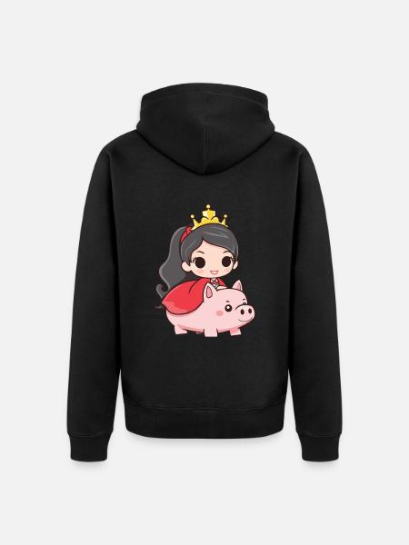 Princess Pig Fairy Tale - Unisex Premium Organic Zip Hoodie - black