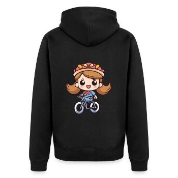 Bicyclette Fille Mignonne - Veste à capuche bio Premium Unisexe - noir - Dos - Nico (187cm)
