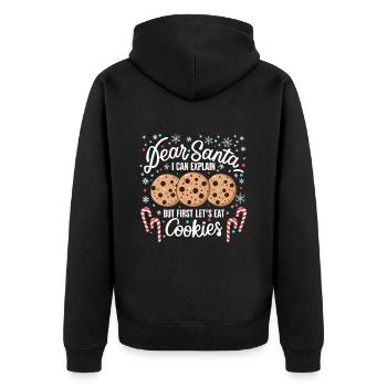 Dear santa before i explain But first lets eat a - Unisex Premium Organic Zip Hoodie - black - Back - Nico (187cm)