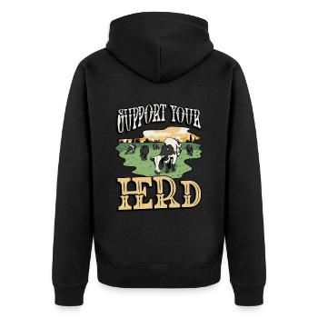 Cattle Farming Support Your Herd Livestock Farmer - Unisex Premium Bio Zip Hoodie - Schwarz - Hinten - Nico (187cm)