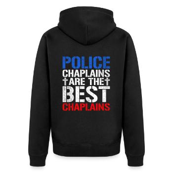 Kaplan Kleriker Polizeipfarrer Polizeiseelsorger - Unisex Premium Bio Zip Hoodie - Schwarz - Hinten - Nico (187cm)