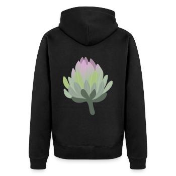 Artischockenherz Artischocken - Unisex Premium Bio Zip Hoodie - Schwarz - Hinten - Nico (187cm)