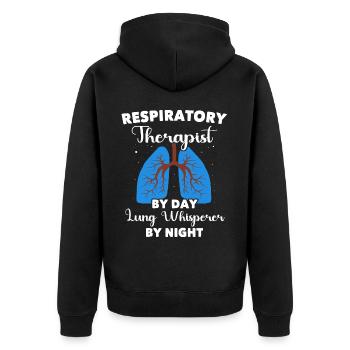 Respiratory Therapist Respiratory Therapy - Unisex Premium Organic Zip Hoodie - black - Back - Nico (187cm)