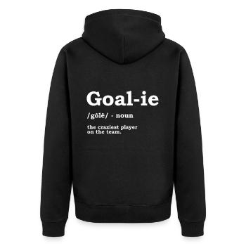 Lacrosse Torwart Lacrosse Handschuhe Kleben Locker - Unisex Premium Bio Zip Hoodie - Schwarz - Hinten - Nico (187cm)
