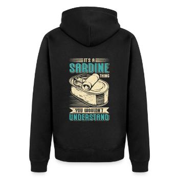 Sardine Atlantique Européen Sardines Cadeau - Veste à capuche bio Premium Unisexe - noir - Dos - Nico (187cm)
