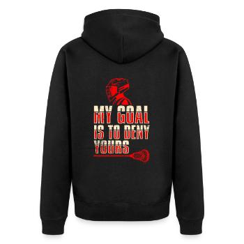Lacrosse Torwart Lacrosse Handschuhe Kleben Locker - Unisex Premium Bio Zip Hoodie - Schwarz - Hinten - Nico (187cm)