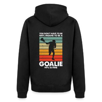 Lacrosse Torwart Lacrosse Handschuhe Kleben Locker - Unisex Premium Bio Zip Hoodie - Schwarz - Hinten - Nico (187cm)
