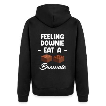 Feeling Downie mange un biscuit Brownies - Veste à capuche bio Premium Unisexe - noir - Dos - Nico (187cm)