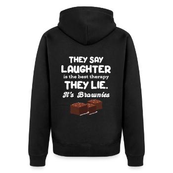 On dit que le rire est la meilleure thérapie Brownies - Veste à capuche bio Premium Unisexe - noir - Dos - Nico (187cm)