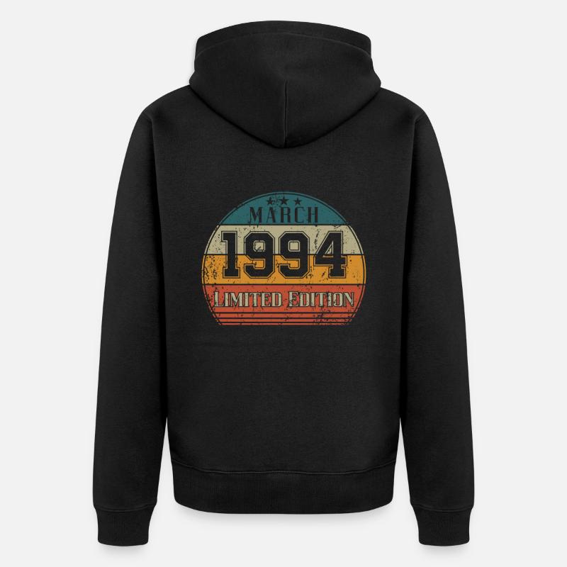 Anniversaire - Edition Limitée Mars 1994 - Veste à capuche bio Premium Unisexe - noir