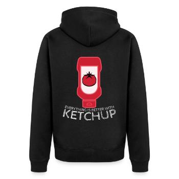 Tomato Ketchup Bottle - Unisex Premium Bio Zip Hoodie - Schwarz - Hinten - Nico (187cm)