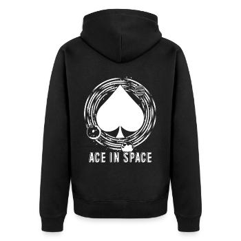 Ace in Space - Unisex Premium Organic Zip Hoodie - black - Back - Nico (187cm)