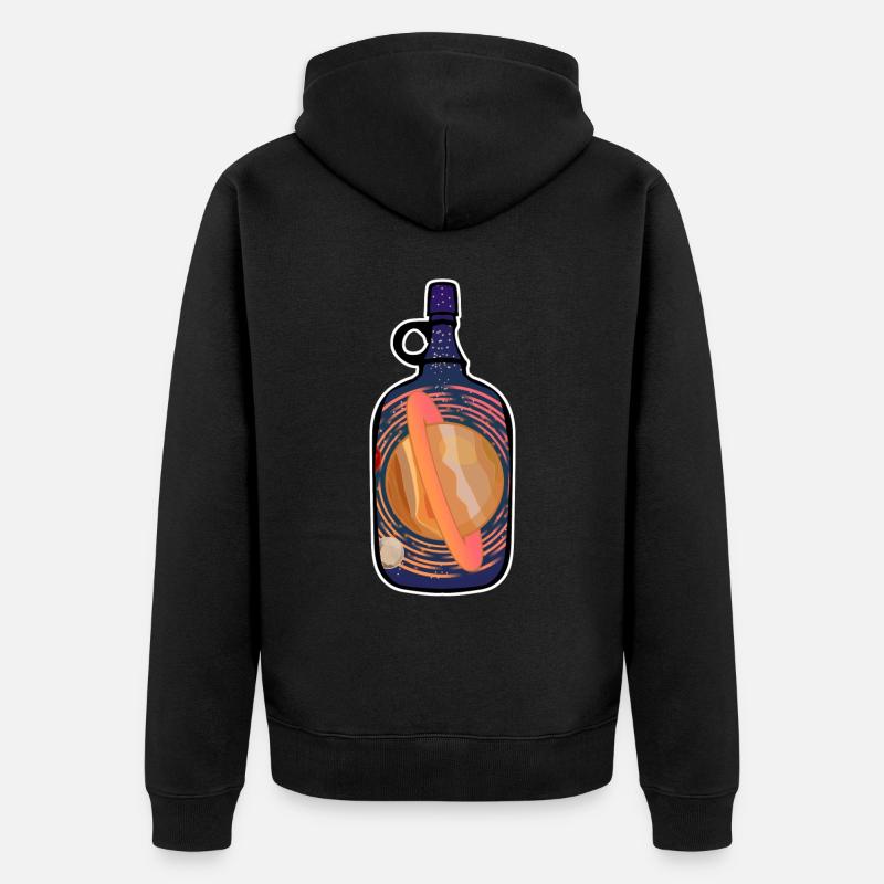 Planète Saturne dans une bouteille - Veste à capuche bio Premium Unisexe - noir