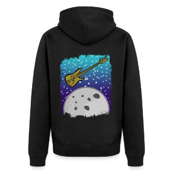 Guitare basse avec lune dans l’espace - Veste à capuche bio Premium Unisexe - noir - Dos - Nico (187cm)