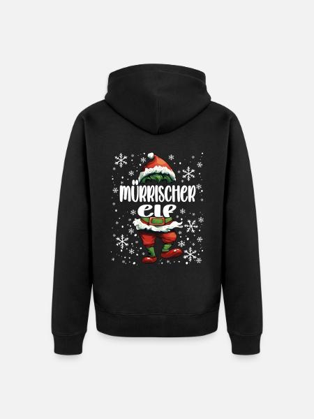 Grumpy Elf Christmas Outfit - Unisex Premium Organic Zip Hoodie - black