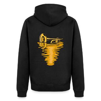 Trompetenspieler Geschenk Mann Jazz Musik Trompete - Unisex Premium Bio Zip Hoodie - Schwarz - Hinten - Nico (187cm)