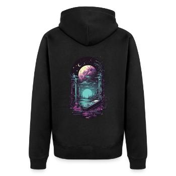 Gothique Vaporwave mysticisme obscurité oeuvre - Veste à capuche bio Premium Unisexe - noir - Dos - Nico (187cm)
