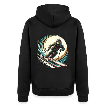 Piste hero: Skiers in action - Unisex Premium Organic Zip Hoodie - black - Back - Nico (187cm)