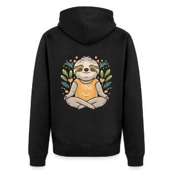 Zen Sloth : Yoga relaxant avec une touche d’originalité - Veste à capuche bio Premium Unisexe - noir - Dos - Nico (187cm)