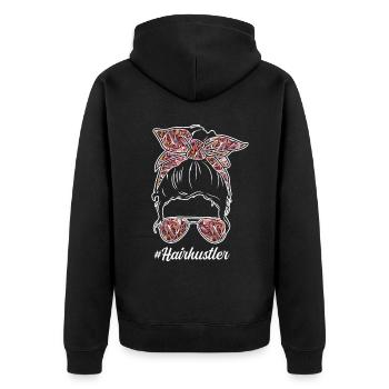 Hairstylist Hair Salon Kosmetologie - Unisex Premium Bio Zip Hoodie - Schwarz - Hinten - Nico (187cm)