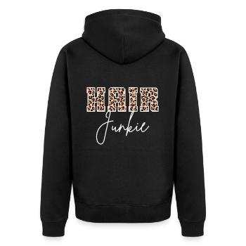 Hairstylist Hair Salon Kosmetologie - Unisex Premium Bio Zip Hoodie - Schwarz - Hinten - Nico (187cm)