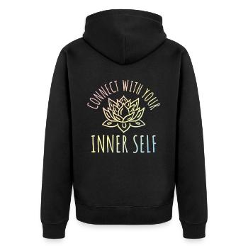 Connect with Your Inner Self Minimalist Spiritual - Unisex Premium Bio Zip Hoodie - Schwarz - Hinten - Nico (187cm)