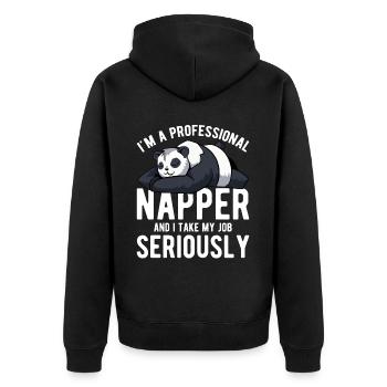 I'm A Professional Napper Funny Sleeping Panda Lov - Unisex Premium Bio Zip Hoodie - Schwarz - Hinten - Nico (187cm)