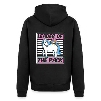 Einhorn Unicorn Witzig Seltsamer Humor - Unisex Premium Bio Zip Hoodie - Schwarz - Hinten - Nico (187cm)