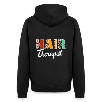 Hairstylist Hair Salon Kosmetologie - Unisex Premium Bio Zip Hoodie - Schwarz - Hinten - Nico (187cm)