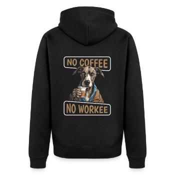 Coffee Cafe Greyhound No Coffee No Workee - Unisex Premium Organic Zip Hoodie - black - Back - Nico (187cm)