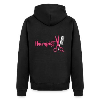 Hairstylist Hair Salon Kosmetologie - Unisex Premium Bio Zip Hoodie - Schwarz - Hinten - Nico (187cm)