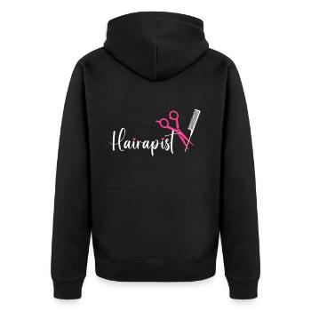 Hairstylist Hair Salon Kosmetologie - Unisex Premium Bio Zip Hoodie - Schwarz - Hinten - Nico (187cm)