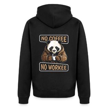 Coffee Cafe Panda Bear No Coffee No Workee - Unisex Premium Organic Zip Hoodie - black - Back - Nico (187cm)