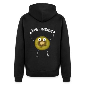 Kiwi Inside Kiwifrucht Neuseeland Neuseeländer - Unisex Premium Bio Zip Hoodie - Schwarz - Hinten - Nico (187cm)