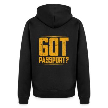 Grenzschutz Zoll Got Passport? - Unisex Premium Bio Zip Hoodie - Schwarz - Hinten - Nico (187cm)