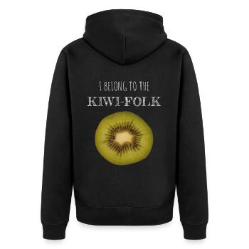 Kiwi Neuseeländer Neuseeländerin Früchte Frucht - Unisex Premium Bio Zip Hoodie - Schwarz - Hinten - Nico (187cm)