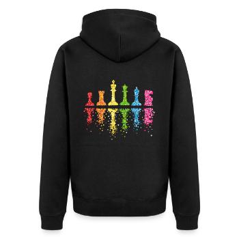 Chess, Chess Player, Chess Player, Rainbow - Unisex Premium Organic Zip Hoodie - black - Back - Nico (187cm)