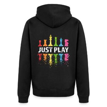 Schach Schachspieler LGBTQ Pride Regenbogen - Unisex Premium Bio Zip Hoodie - Schwarz - Hinten - Nico (187cm)