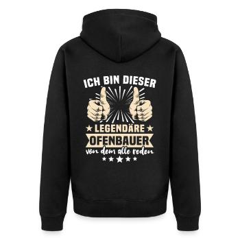 Ofenbauer Sprüche - Unisex Premium Bio Zip Hoodie - Schwarz - Hinten - Nico (187cm)