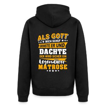 Matrose Sprüche - Unisex Premium Bio Zip Hoodie - Schwarz - Hinten - Nico (187cm)