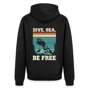 Scuba Diving, Scuba Diving, Holiday Sea Diver - Unisex Premium Organic Zip Hoodie - black - Back - Nico (187cm)