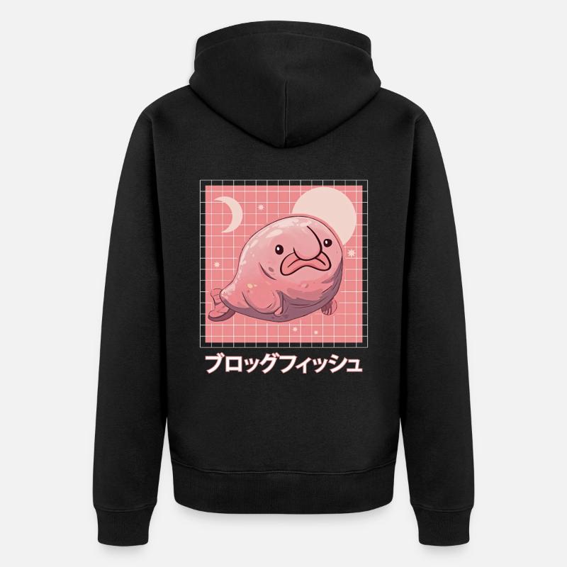 Kawaii Pastel Goth Blobfish - Veste à capuche bio Premium Unisexe - noir