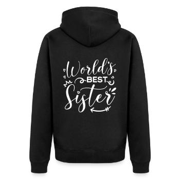 World's Best Sister - Unisex Premium Bio Zip Hoodie - Schwarz - Hinten - Nico (187cm)