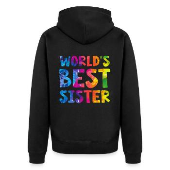 World's Best Sister - Unisex Premium Bio Zip Hoodie - Schwarz - Hinten - Nico (187cm)