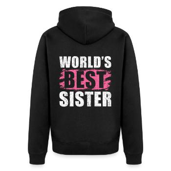 World's Best Sister - Unisex Premium Bio Zip Hoodie - Schwarz - Hinten - Nico (187cm)