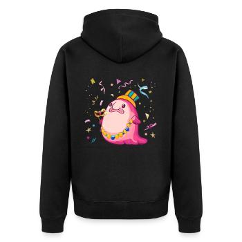 Carnaval Kawaii Blobfish - Veste à capuche bio Premium Unisexe - noir - Dos - Nico (187cm)